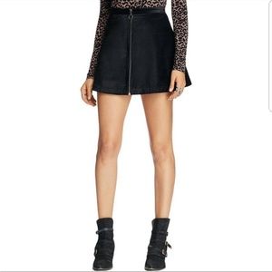 Free People Black Velvet One and Only Zipper Skirt